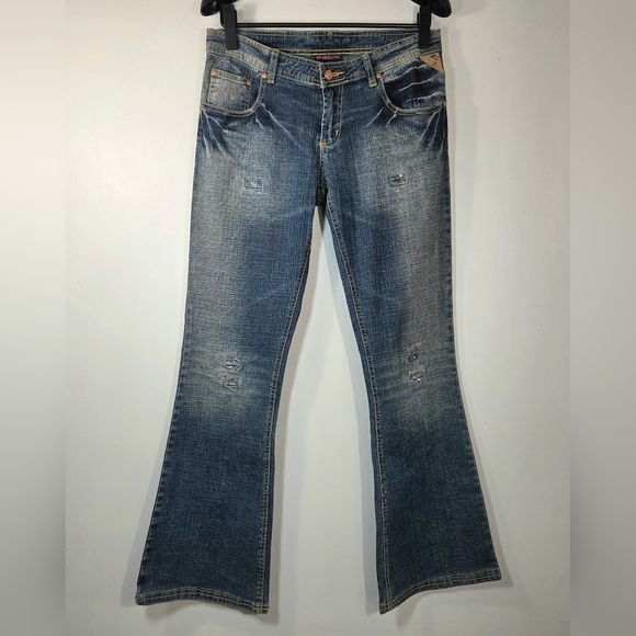 Makaveli Denim - VINTAGE Y2K MAKAVELI TUPAC EMBROIDERED FLARE JEANS.